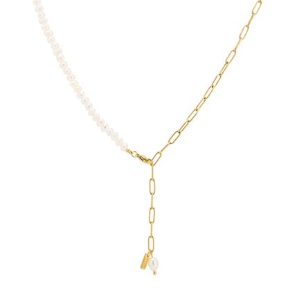 Freshwater Pearl Double Chain Anklet, 18K Gold Stainless Steel, Waterproof - Mari Gavane