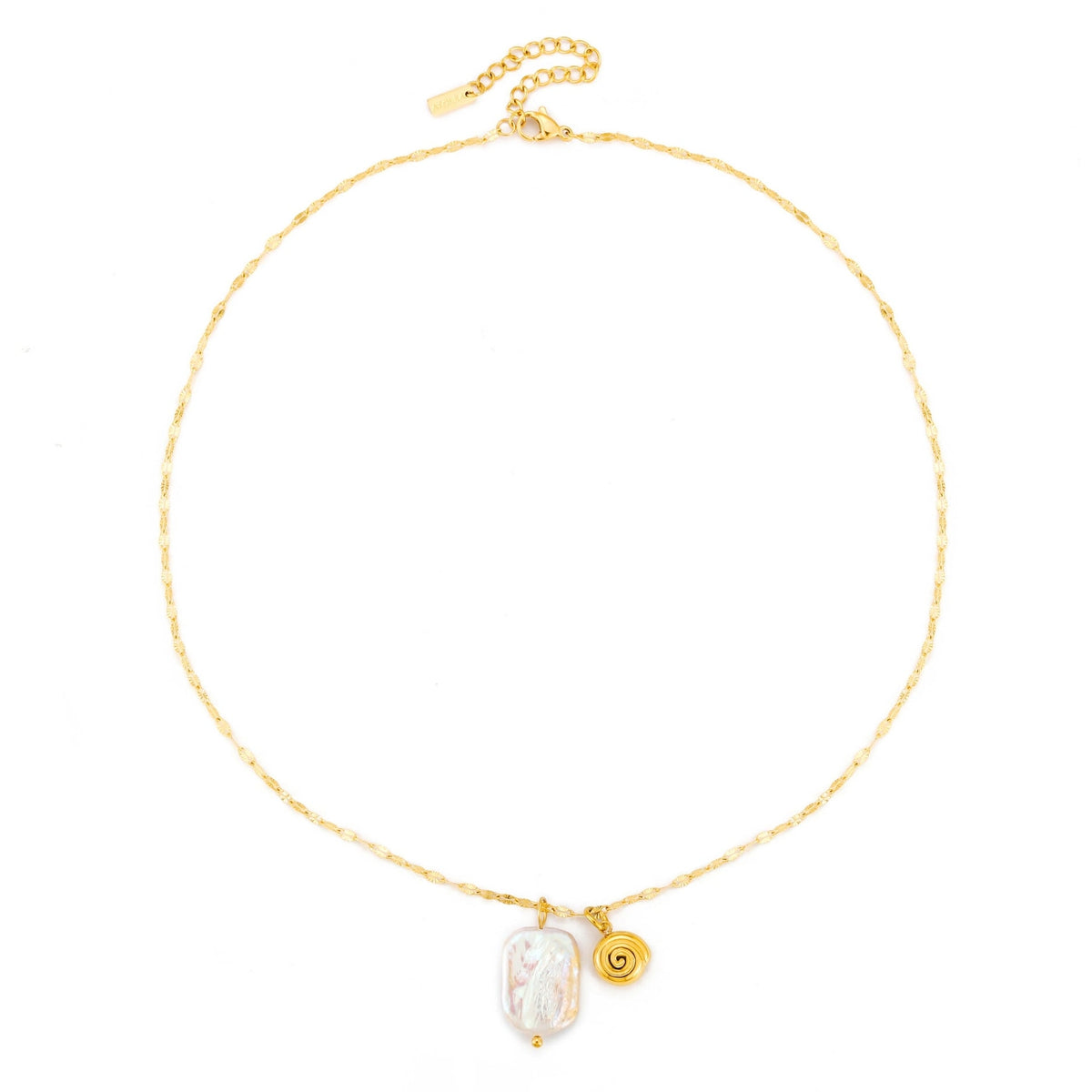Freshwater Pearl Seashell Necklace, 18K Gold Stainless Steel, Waterproof - Mari Gavane