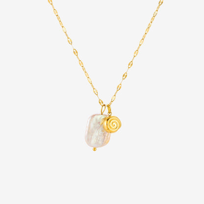 Freshwater Pearl Seashell Necklace, 18K Gold Stainless Steel, Waterproof - Mari Gavane