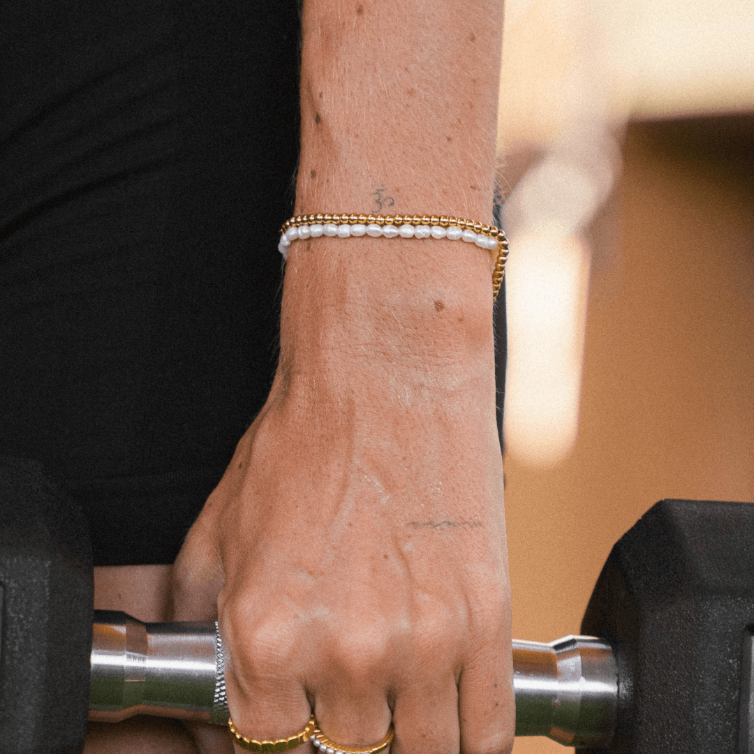 Freshwater Pearl Strand Bracelet, 18K Gold Stainless Steel, Waterproof - Mari Gavane