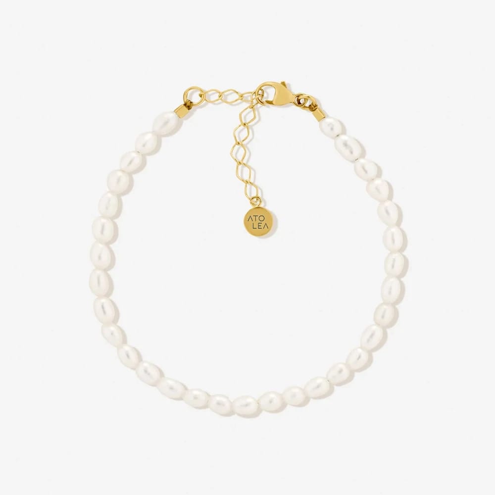 Freshwater Pearl Strand Bracelet, 18K Gold Stainless Steel, Waterproof - Mari Gavane