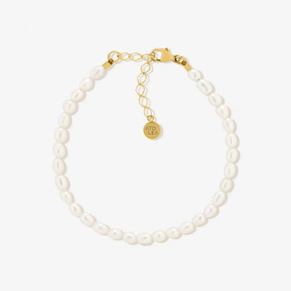 Freshwater Pearl Strand Bracelet, 18K Gold Stainless Steel, Waterproof - Mari Gavane