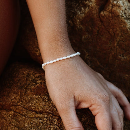 Freshwater Pearl Strand Bracelet, 18K Gold Stainless Steel, Waterproof - Mari Gavane