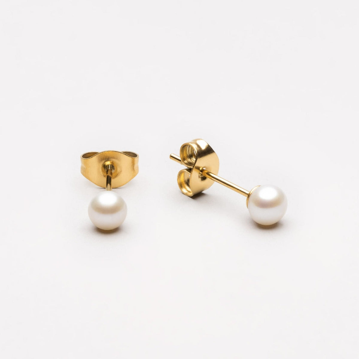 Freshwater Pearl Stud Earrings, 18K Gold Stainless Steel, Waterproof - Mari Gavane