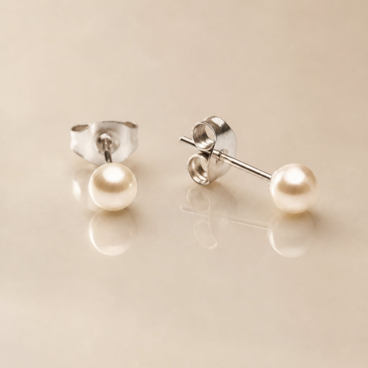 Freshwater Pearl Stud Earrings, 18K Gold Stainless Steel, Waterproof - Mari Gavane
