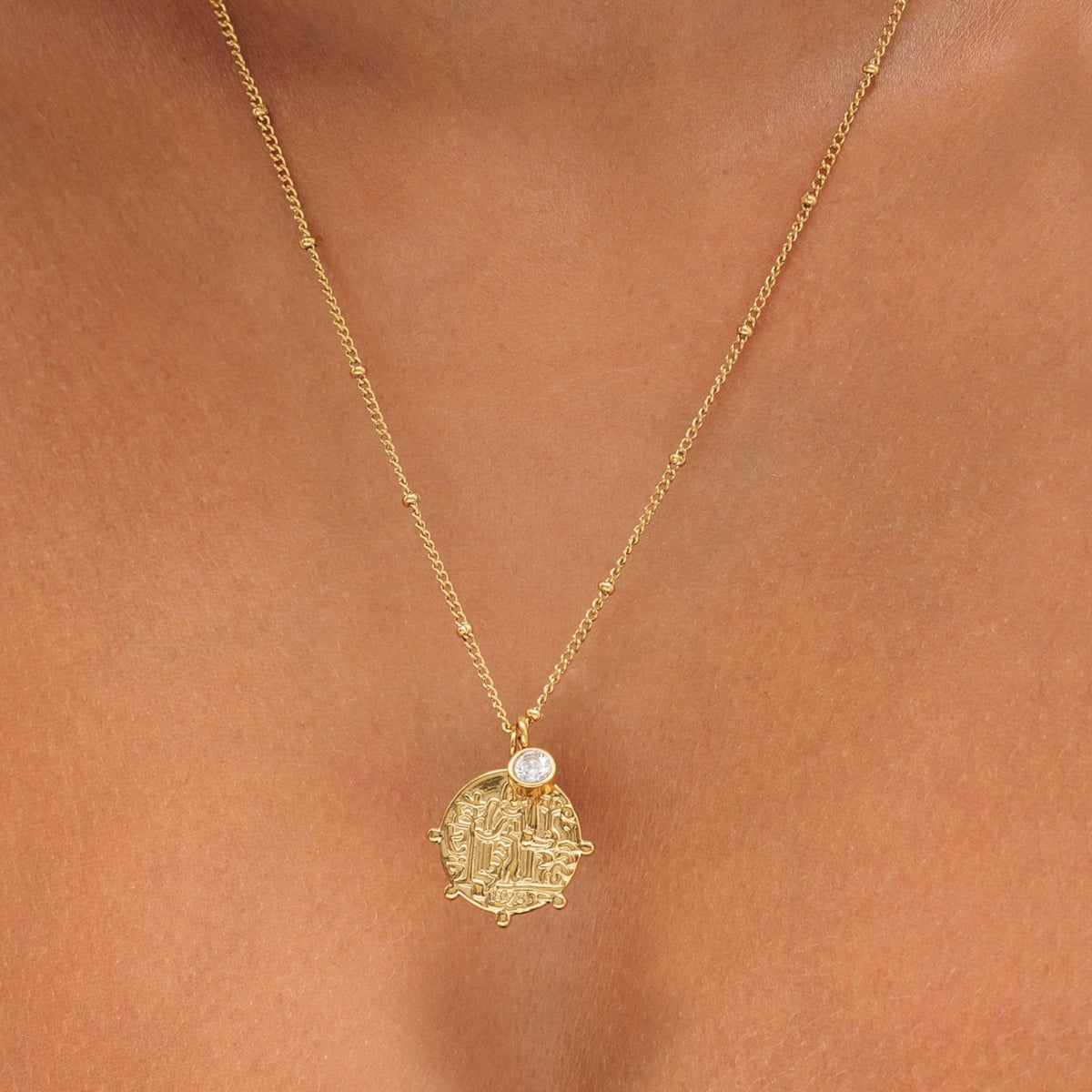 Greek Coin Medallion Pendant Necklace, 18K Gold Stainless Steel, Waterproof - Mari Gavane