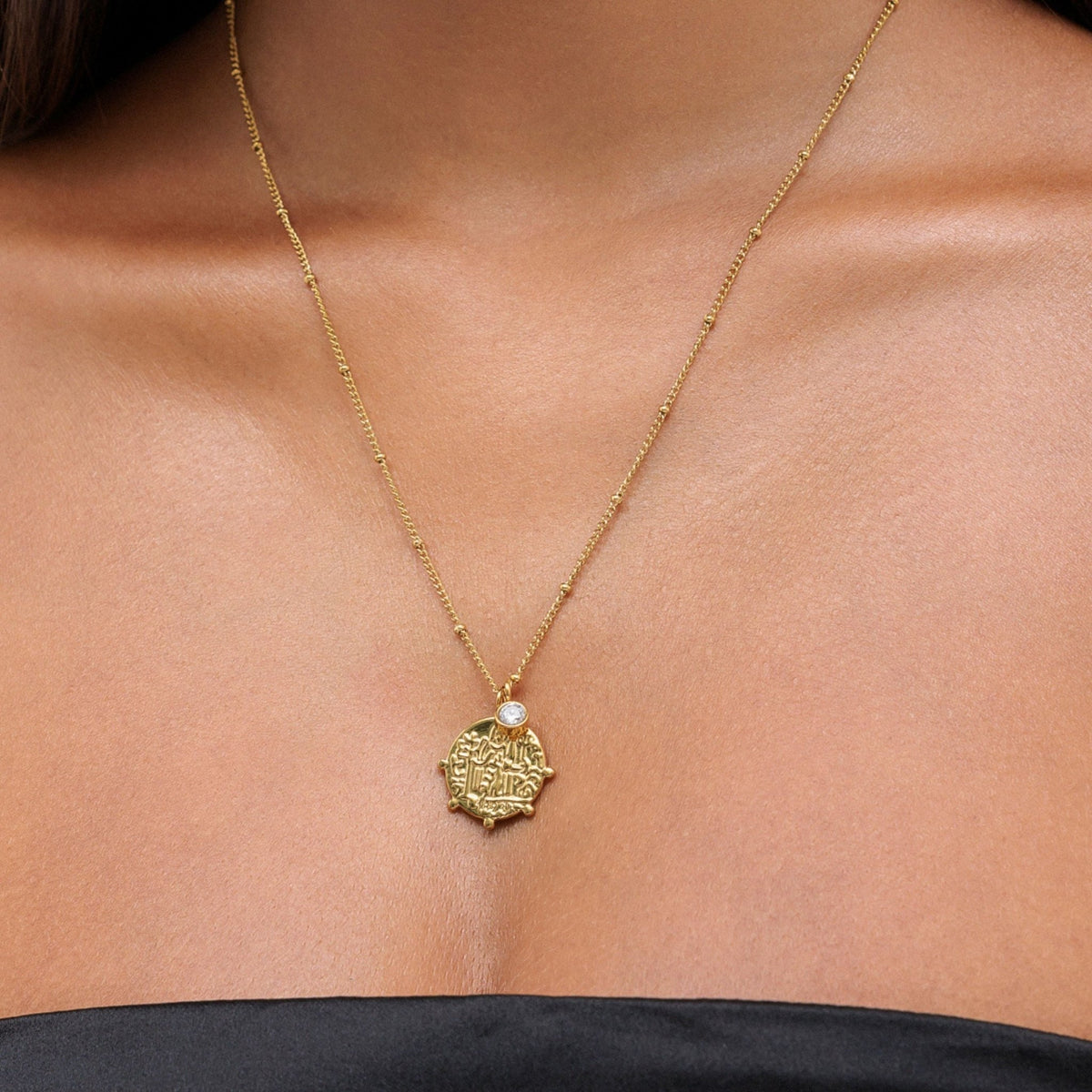 Greek Coin Medallion Pendant Necklace, 18K Gold Stainless Steel, Waterproof - Mari Gavane