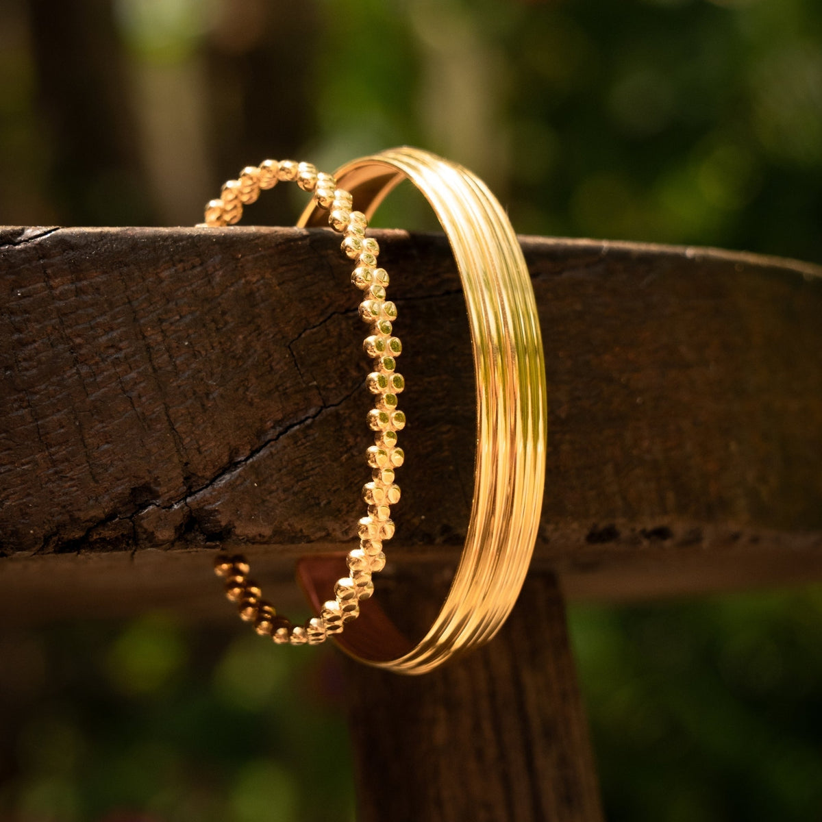 Layered Open Cuff Bracelet, 18K Gold Stainless Steel, Waterproof - Mari Gavane