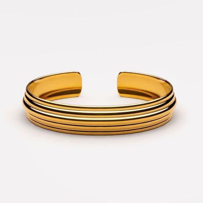 Layered Open Cuff Bracelet, 18K Gold Stainless Steel, Waterproof - Mari Gavane
