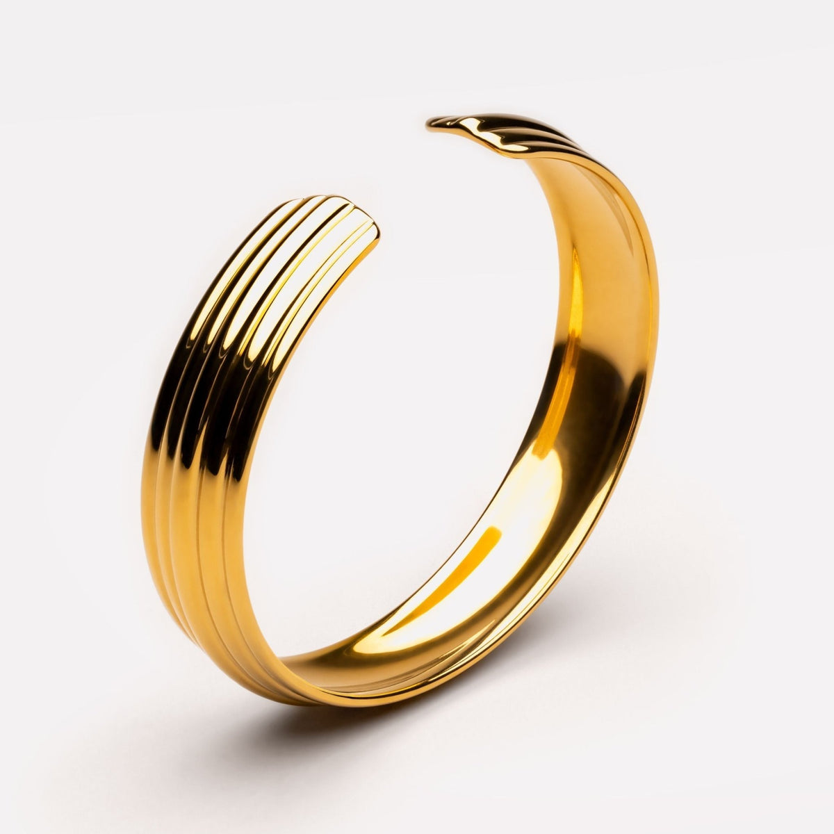 Layered Open Cuff Bracelet, 18K Gold Stainless Steel, Waterproof - Mari Gavane