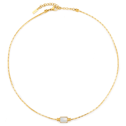 Mother of Pearl Pendant Necklace, 18K Gold Stainless Steel, Waterproof