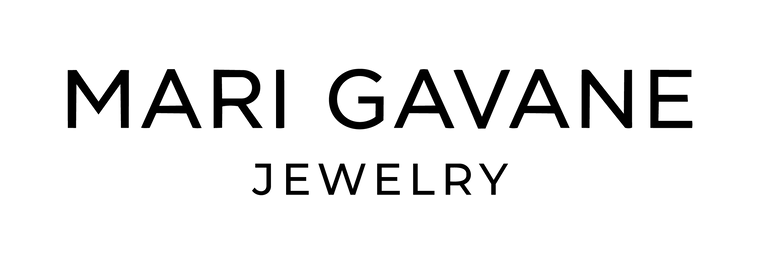 Black text reading 'MARI GAVANE' and 'JEWELRY' on a plain white background.