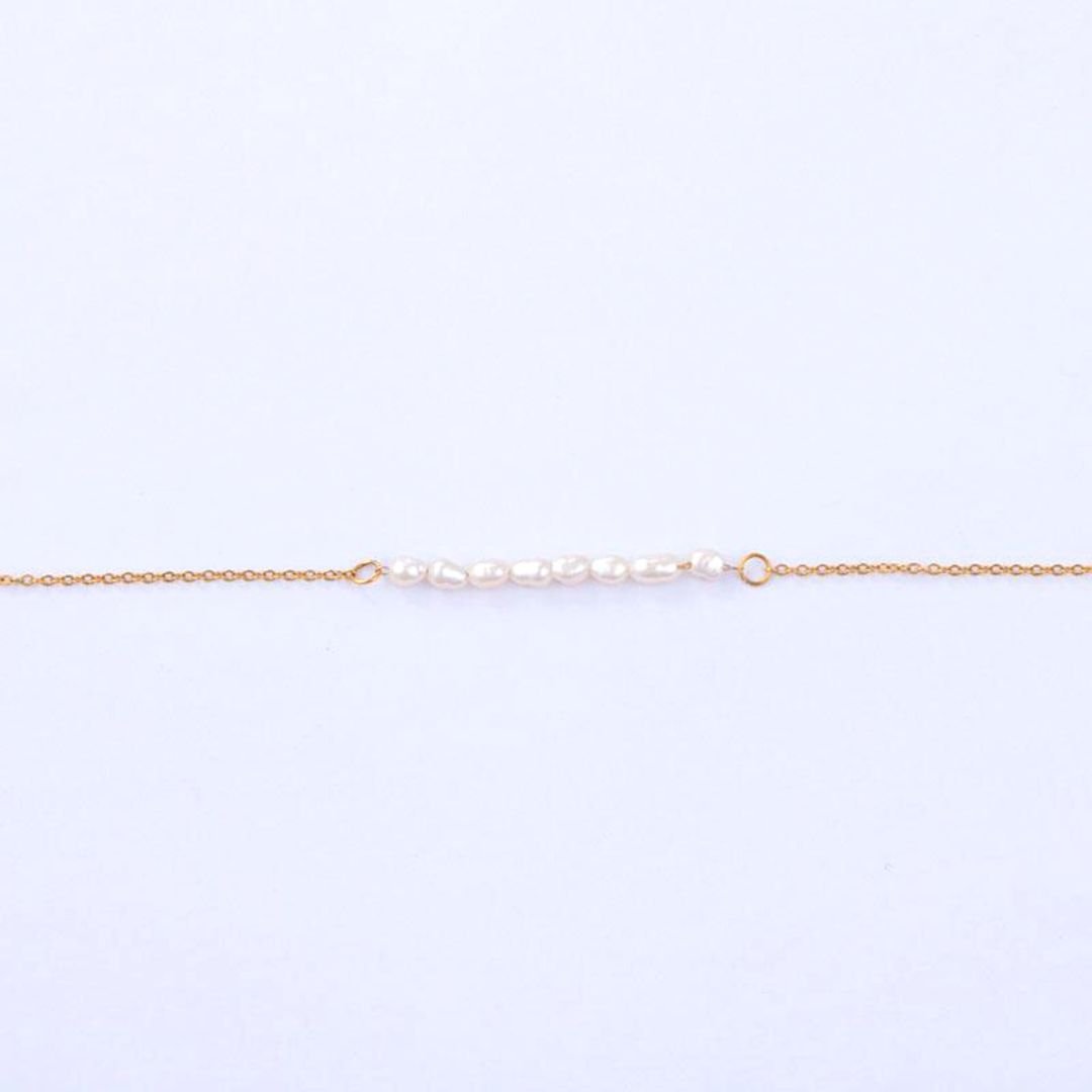 Mini Freshwater Pearl Beaded Bracelet, 18K Gold Stainless Steel, Waterproof - Mari Gavane