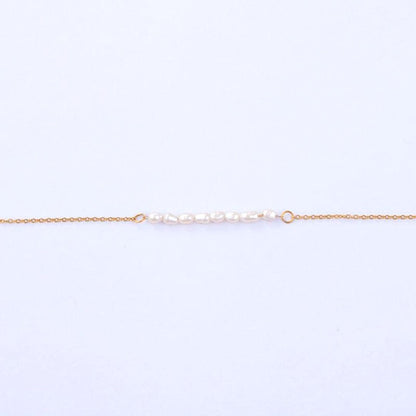 Mini Freshwater Pearl Beaded Bracelet, 18K Gold Stainless Steel, Waterproof - Mari Gavane