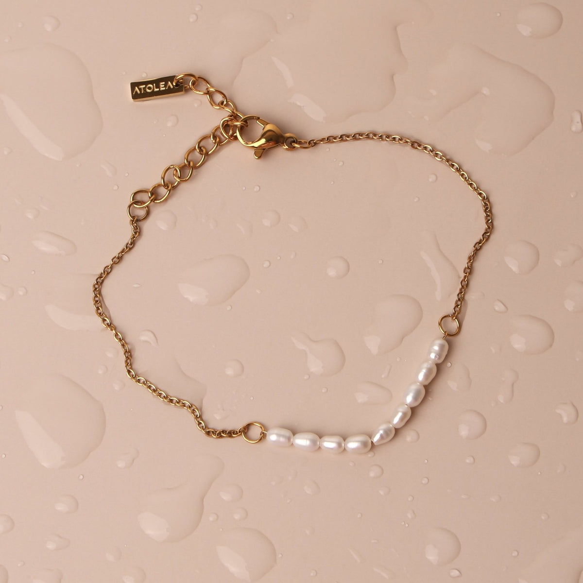 Mini Freshwater Pearl Beaded Bracelet, 18K Gold Stainless Steel, Waterproof - Mari Gavane