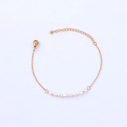 Mini Freshwater Pearl Beaded Bracelet, 18K Gold Stainless Steel, Waterproof - Mari Gavane