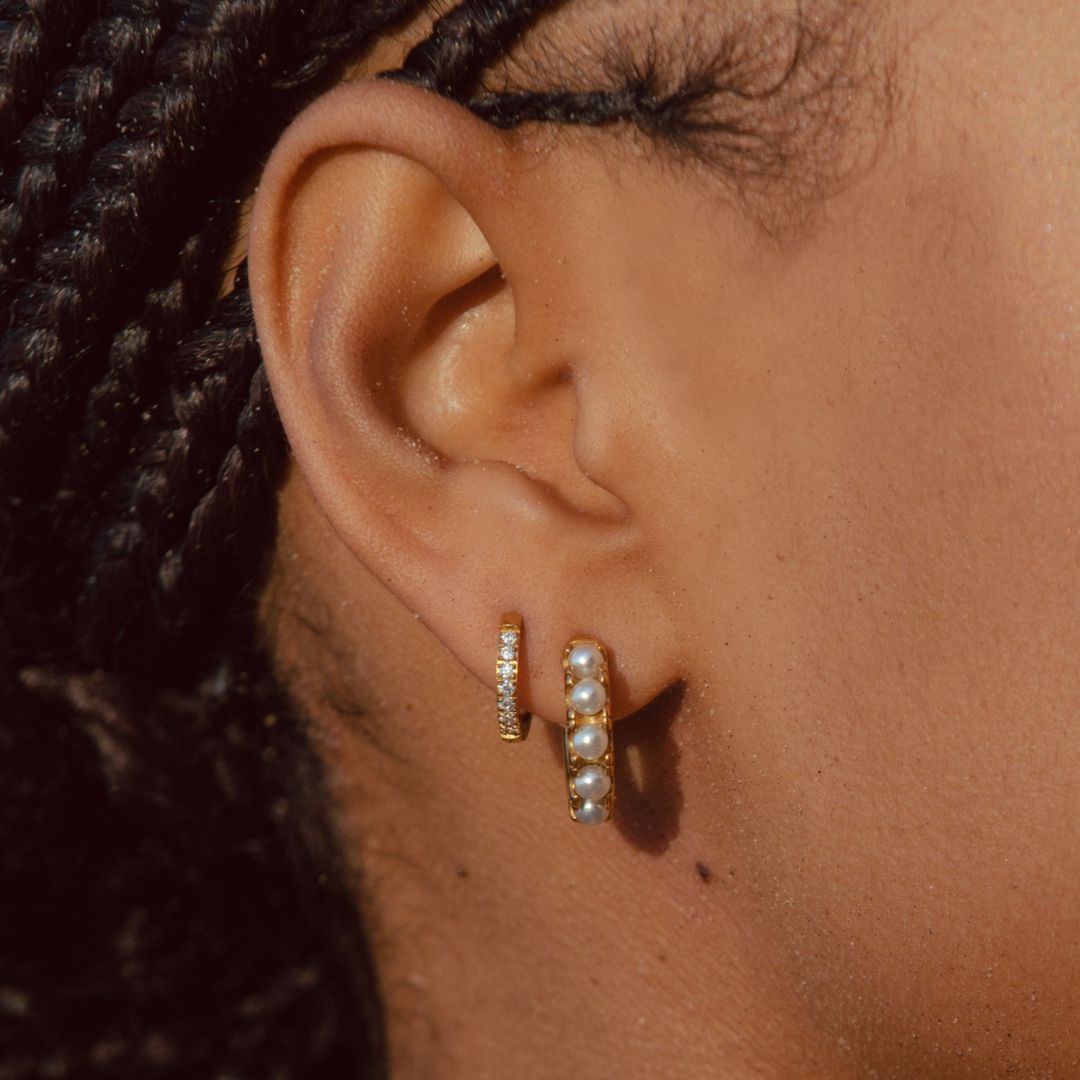 Mini Pearl Huggies Earrings - Mari Gavane