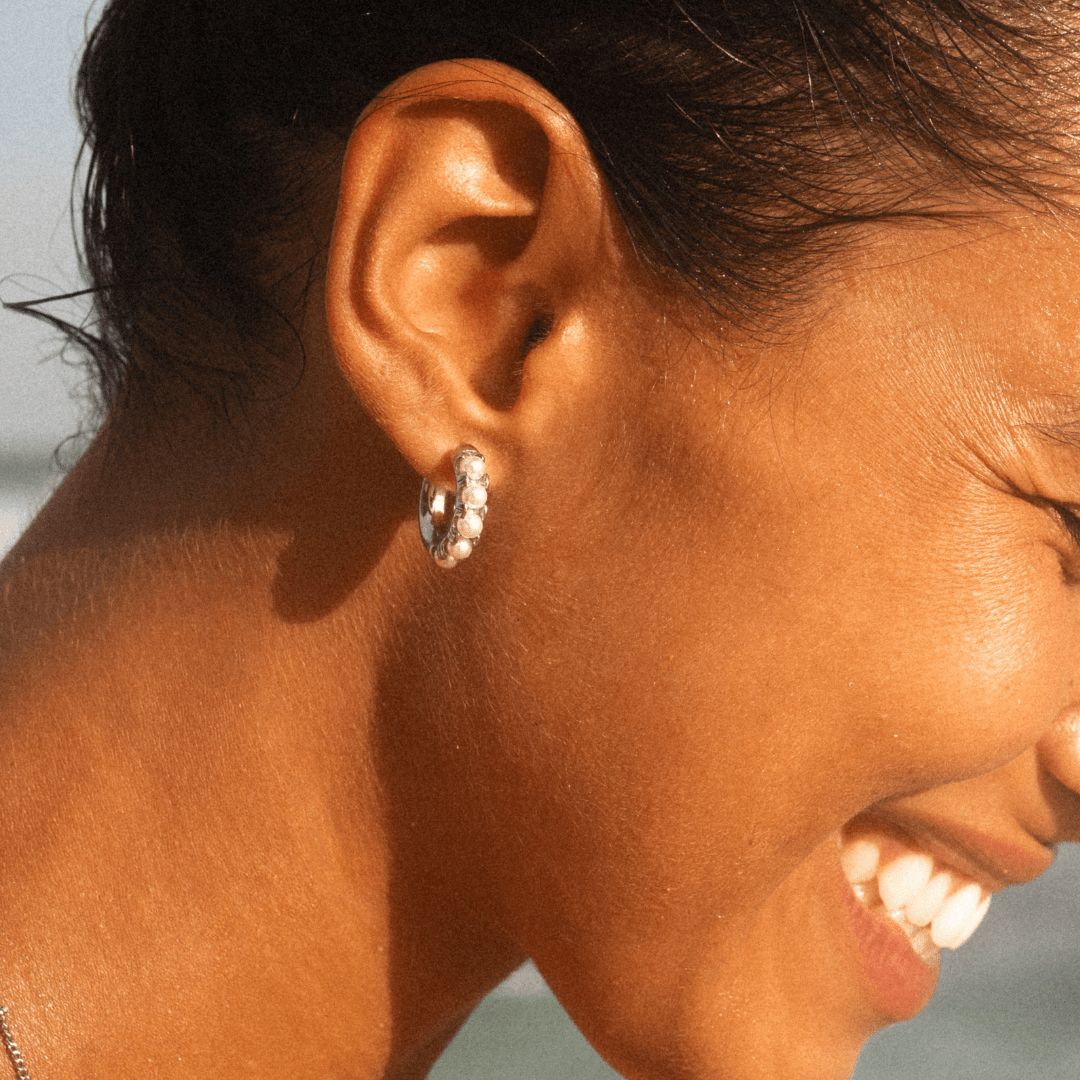 Mini Pearl Huggies Earrings - Mari Gavane