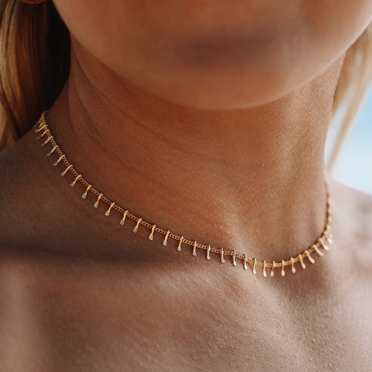Minimal Chain Choker Necklace, 18K Gold Stainless Steel, Waterproof - Mari Gavane