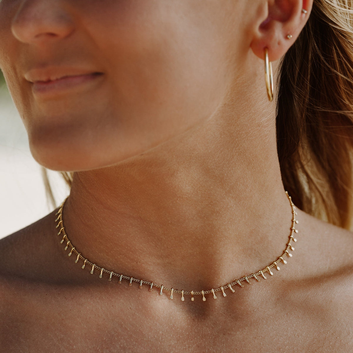 Minimal Chain Choker Necklace, 18K Gold Stainless Steel, Waterproof - Mari Gavane