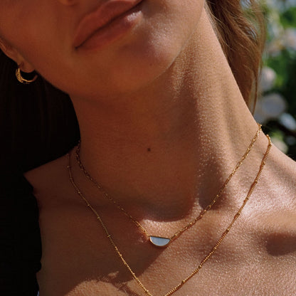 Mother of Pearl Choker Necklace, 18K Gold Stainless Steel, Waterproof - Mari Gavane