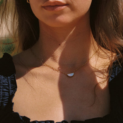 Mother of Pearl Choker Necklace, 18K Gold Stainless Steel, Waterproof - Mari Gavane