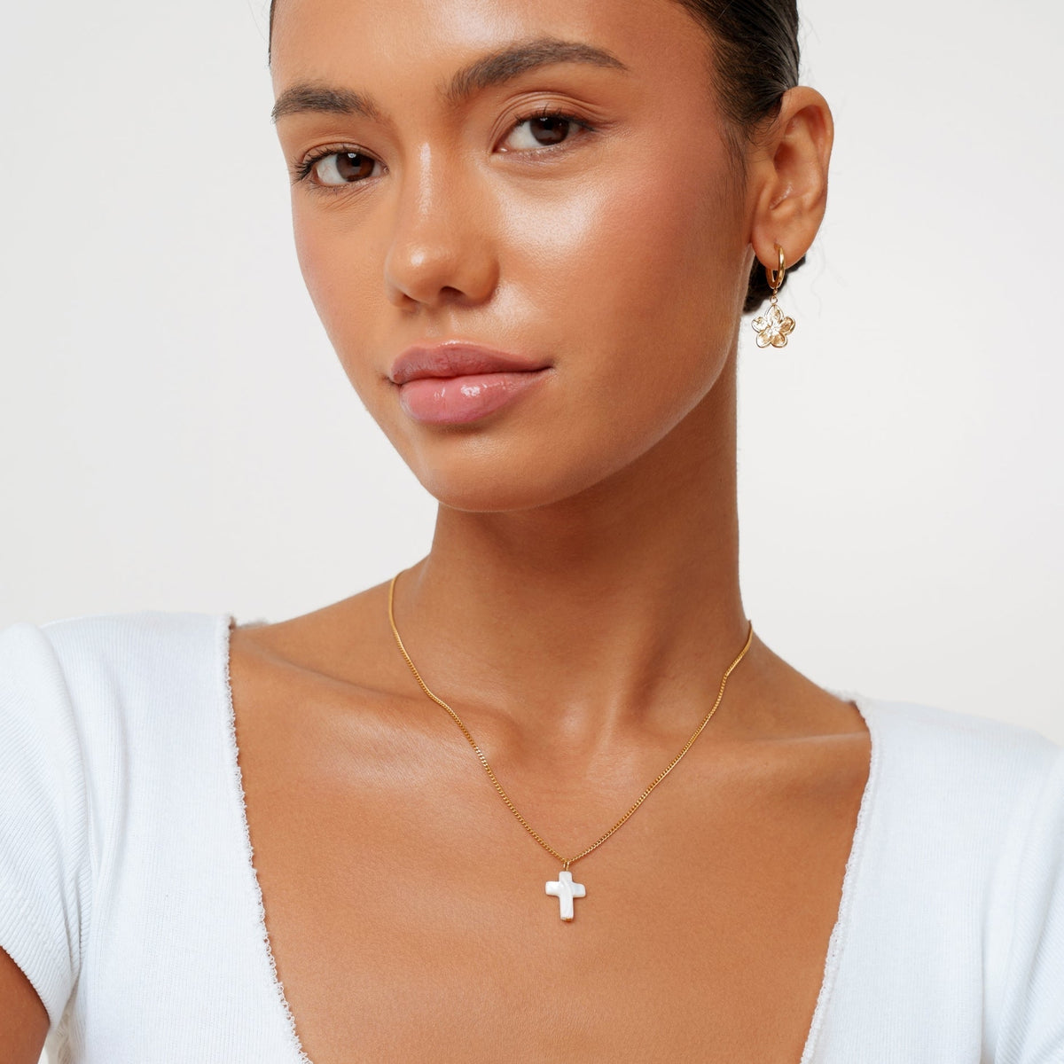 Mother of Pearl Cross Necklace - Mari Gavane