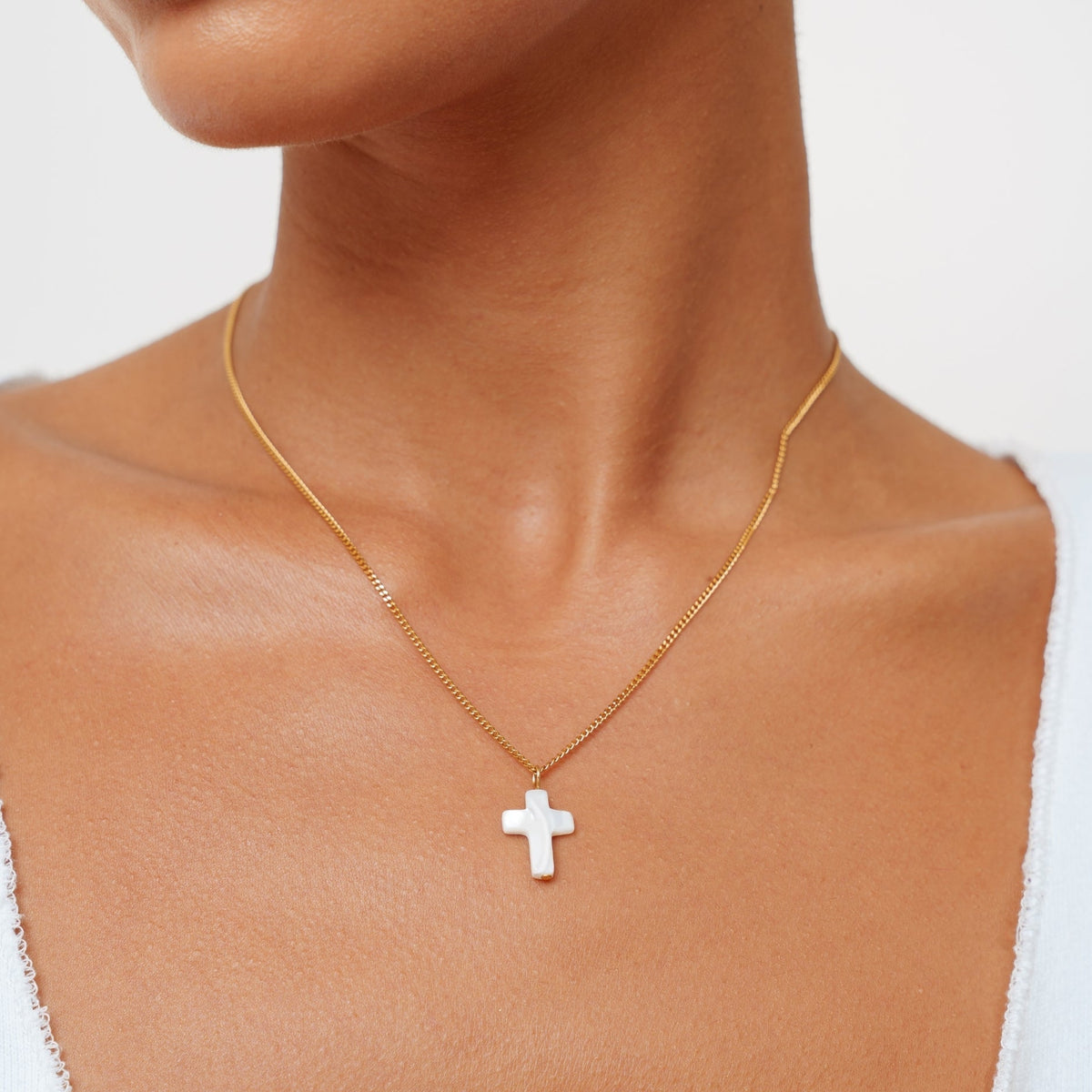 Mother of Pearl Cross Necklace - Mari Gavane