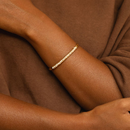 Mother of Pearl Open Cuff Bracelet, 18K Gold Stainless Steel, Waterproof - Mari Gavane