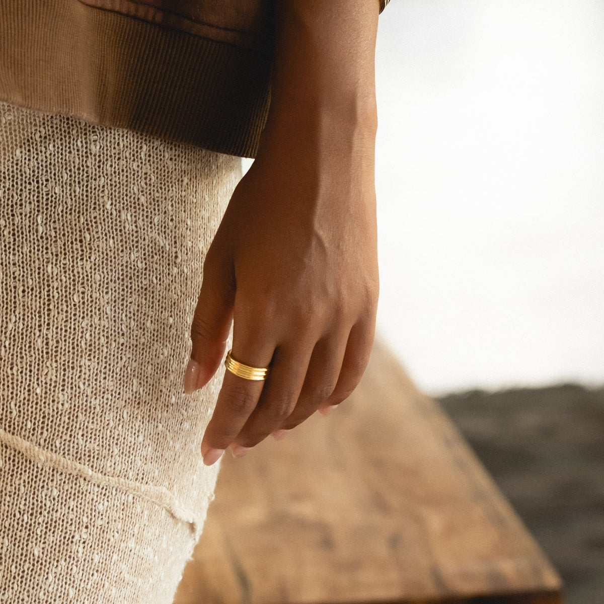 Multi Band Stackable Ring, 18K Gold Stainless Steel, Waterproof - Mari Gavane