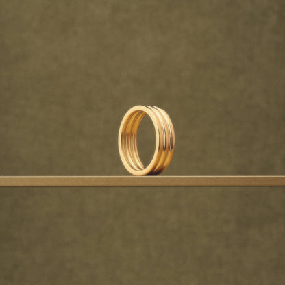 Multi Band Stackable Ring, 18K Gold Stainless Steel, Waterproof - Mari Gavane