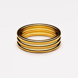 Multi Band Stackable Ring, 18K Gold Stainless Steel, Waterproof