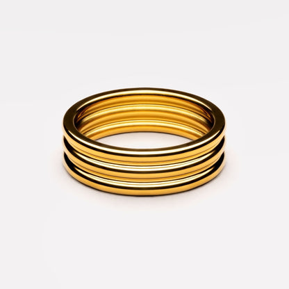 Multi Band Stackable Ring, 18K Gold Stainless Steel, Waterproof - Mari Gavane