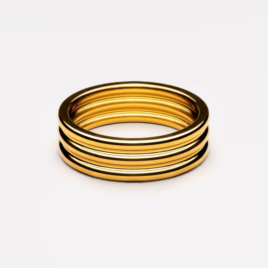 Multi Band Stackable Ring, 18K Gold Stainless Steel, Waterproof - Mari Gavane