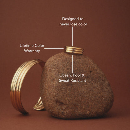 Multi Band Stackable Ring, 18K Gold Stainless Steel, Waterproof - Mari Gavane