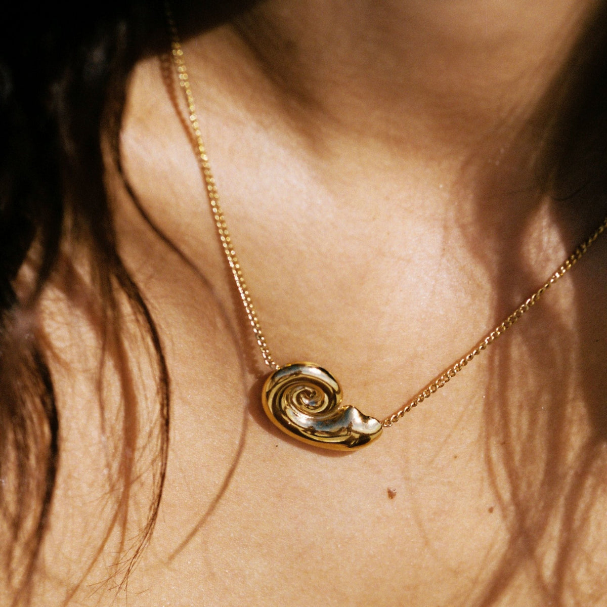Nautilus Shell Charm Choker Necklace, 18K Gold Stainless Steel, Waterproof - Mari Gavane
