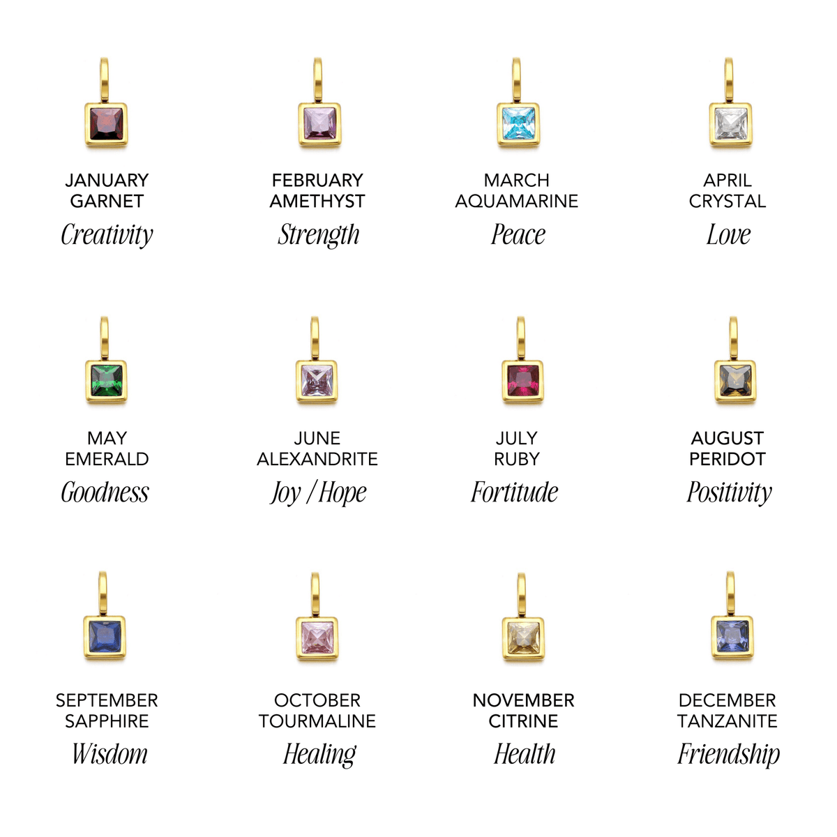 Paperclip Chain Birthstone Necklace, 18K Gold Stainless Steel, Waterproof - Mari Gavane
