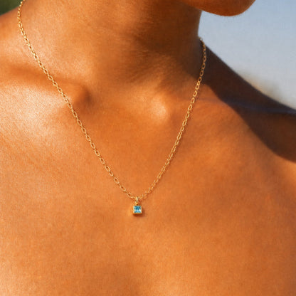 Paperclip Chain Birthstone Necklace, 18K Gold Stainless Steel, Waterproof - Mari Gavane