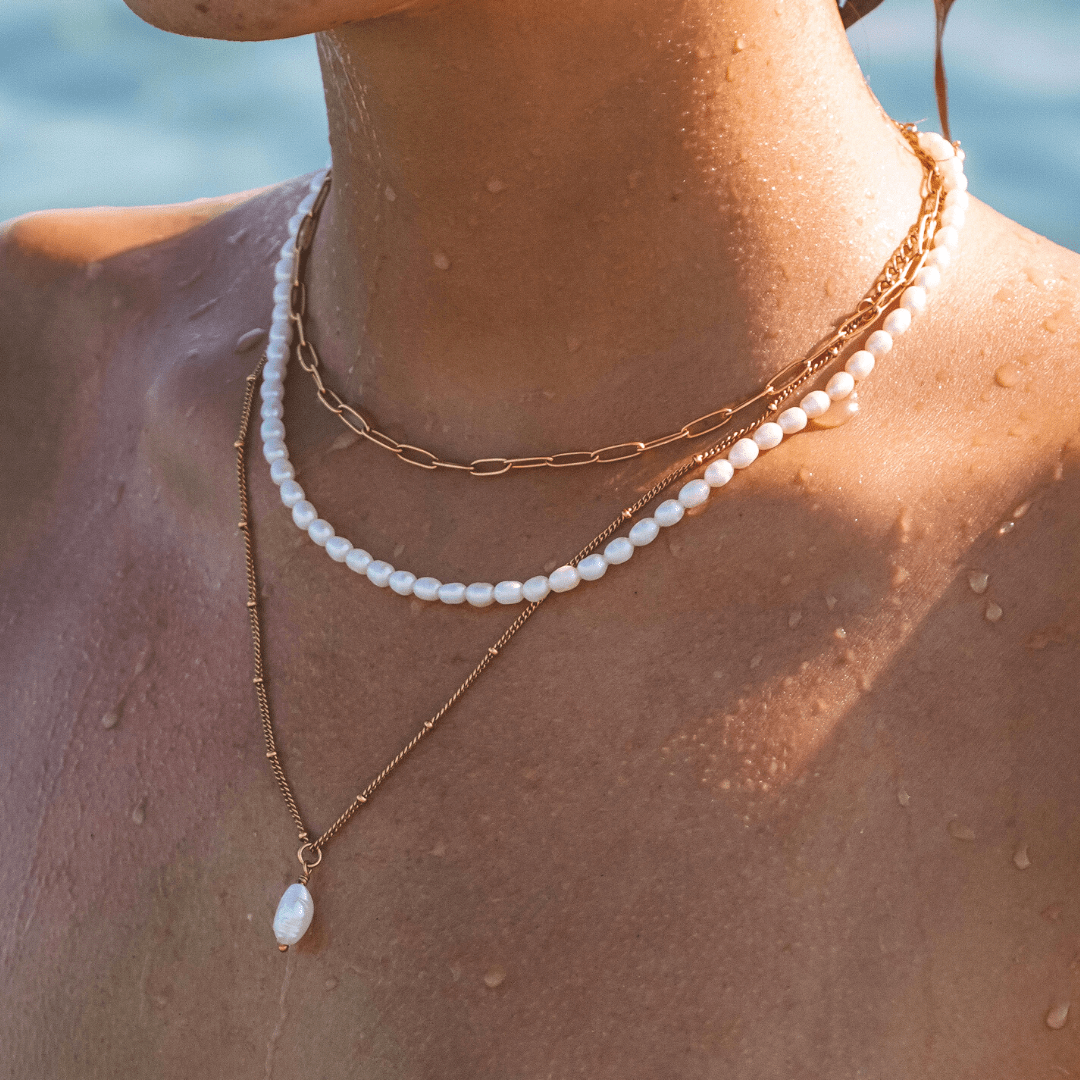 Paperclip Chain Choker Necklace, 18K Gold Stainless Steel, Waterproof - Mari Gavane