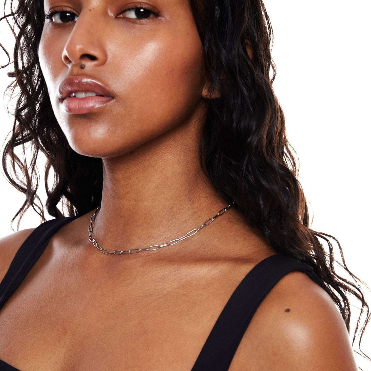 Paperclip Chain Choker Necklace, 18K Gold Stainless Steel, Waterproof - Mari Gavane