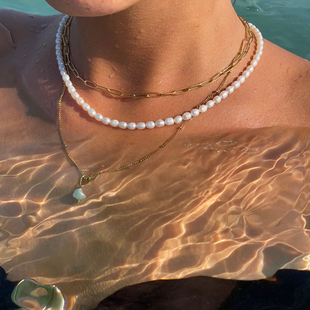 Paperclip Chain Choker Necklace, 18K Gold Stainless Steel, Waterproof - Mari Gavane