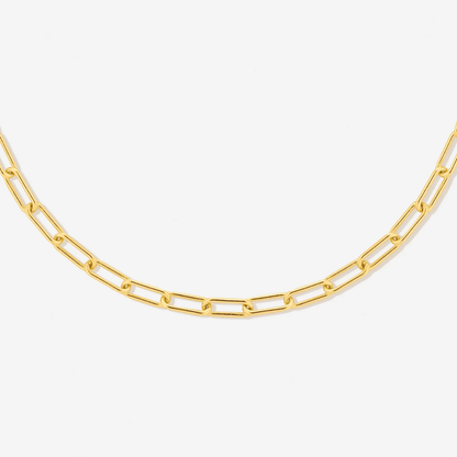 Paperclip Chain Choker Necklace, 18K Gold Stainless Steel, Waterproof - Mari Gavane