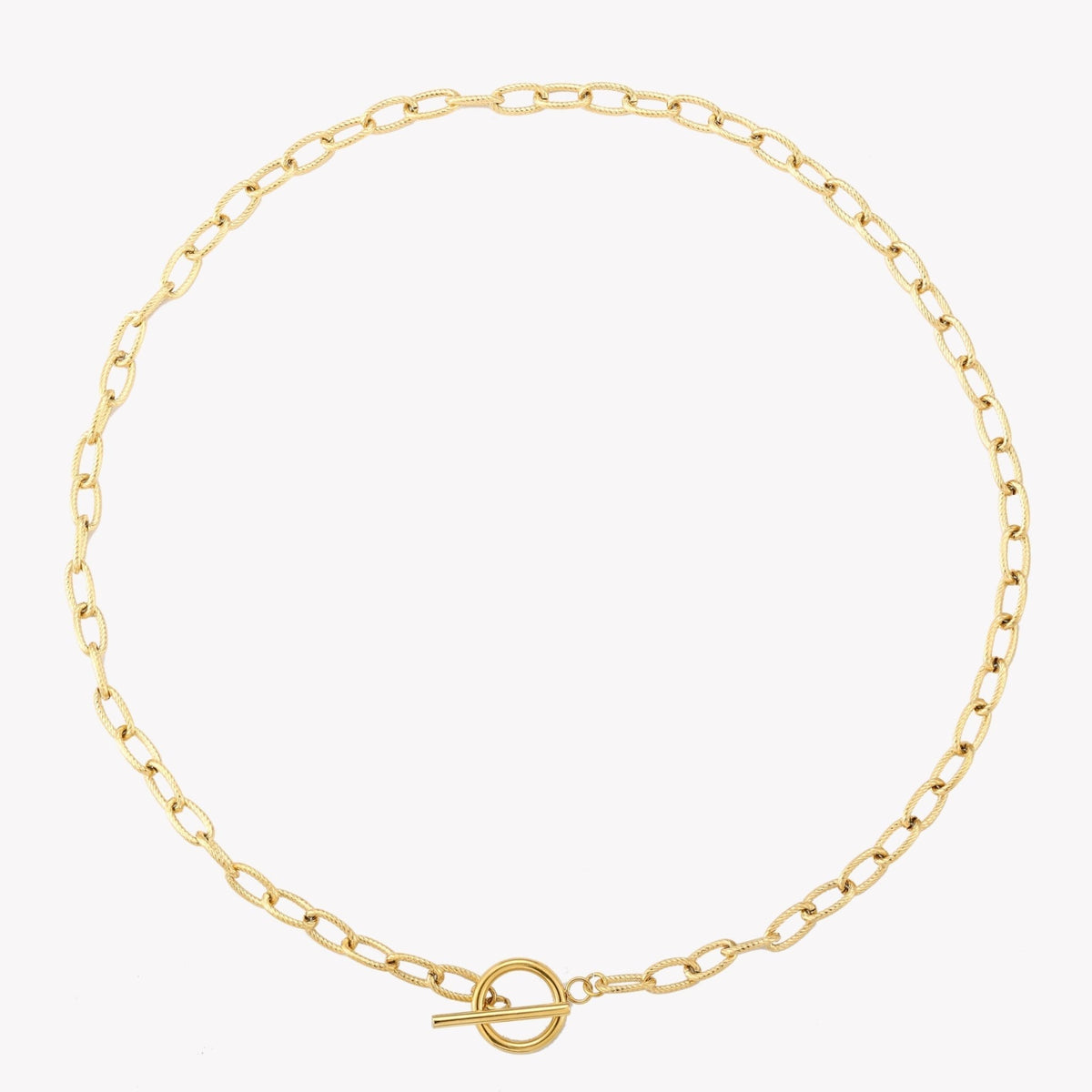 Paperclip Chain Toggle Choker Necklace, 18K Gold Stainless Steel, Waterproof - Mari Gavane