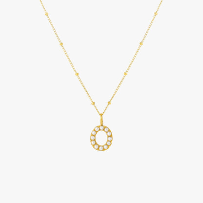Pearl & Initial Charm Pendant Necklace, 18K Gold Stainless Steel, Waterproof - Mari Gavane