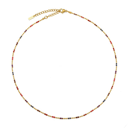 Rainbow Beaded Choker Necklace, 18K Gold Stainless Steel, Waterproof - Mari Gavane
