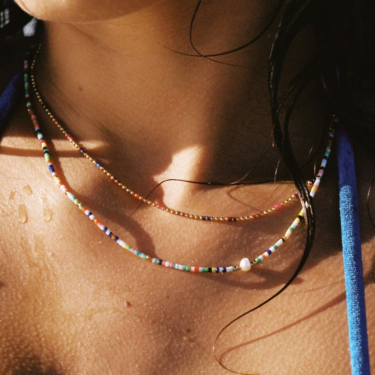 Rainbow Beaded Choker Necklace, 18K Gold Stainless Steel, Waterproof - Mari Gavane