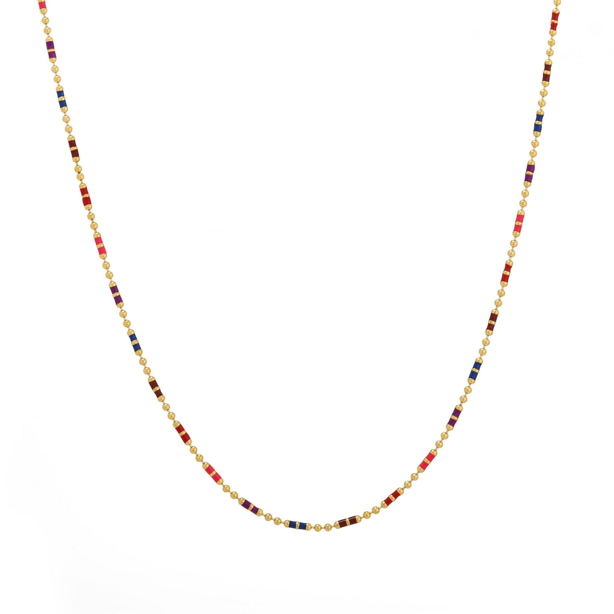 Rainbow Beaded Choker Necklace, 18K Gold Stainless Steel, Waterproof - Mari Gavane