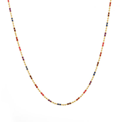 Rainbow Beaded Choker Necklace, 18K Gold Stainless Steel, Waterproof - Mari Gavane