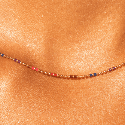 Rainbow Beaded Choker Necklace, 18K Gold Stainless Steel, Waterproof - Mari Gavane