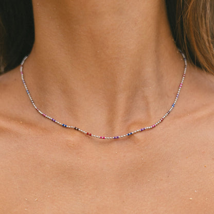 Rainbow Beaded Choker Necklace, 18K Gold Stainless Steel, Waterproof - Mari Gavane
